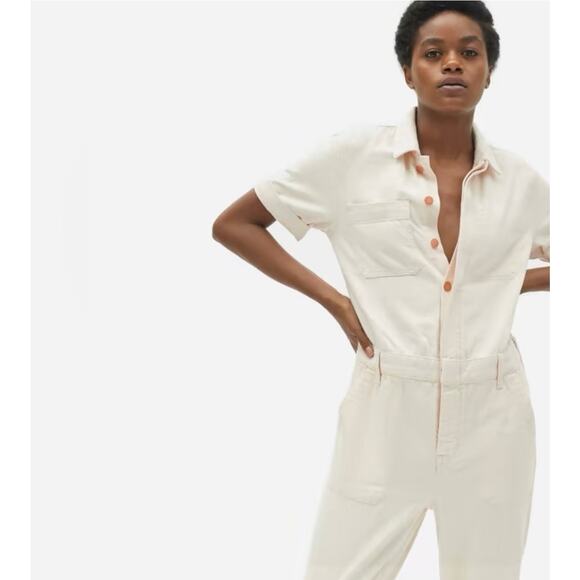 EVERLANE Super Soft Organic Cotton Coverall Jumpsuit Cream 4 - Picture 13 of 13